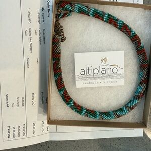 Turquoise and Red Beaded Necklace